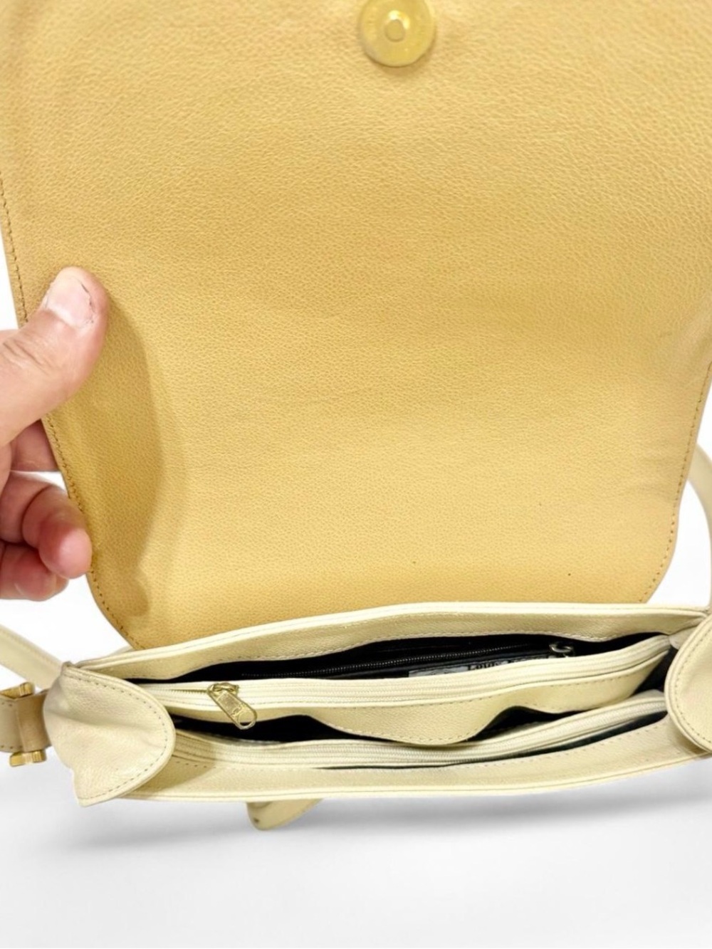 Louis Feraud Cream Leather Crossbody Bag - Picture 6 of 7